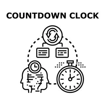 Countdown clock showing time management planning process Stock Illustration