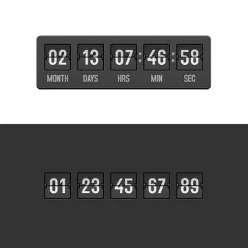 Countdown Clock Timer Set. Vector Stock Illustration