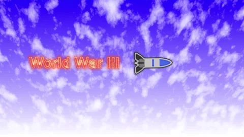 Countdown to conflict with rocket launch and world war iii text. Number thr.. Stock Footage 313426084