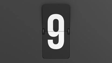 Countdown on dark background. Flip scoreboard number. 3D render Stock Footage 144360888