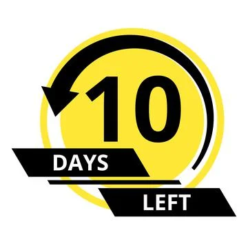 Countdown of days. Number 10 of days left to go. Promotional banner. Price offer Stock Illustration
