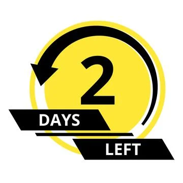 Countdown of days. Number 2 of days left to go. Promotional banner. Price offer Stock Illustration