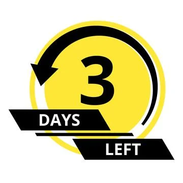 Countdown of days. Number 3 of days left to go. Promotional banner. Price offer Illustrazione stock