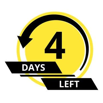 Countdown of days. Number 4 of days left to go. Promotional banner. Price offer Stock Illustration