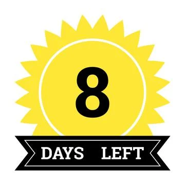 Countdown of days. Number 8 of days left to go. Promotional banner. Price offer Stock Illustration