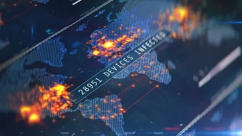 Countdown of devices and computer infected with virus, massive hacking attack Stock Footage 104851124