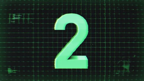 Countdown Digital Hologram Screen Number 2 Stock Footage 293572133