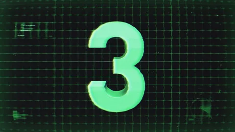 Countdown Digital Hologram Screen Number 3 Stock Footage 293572138