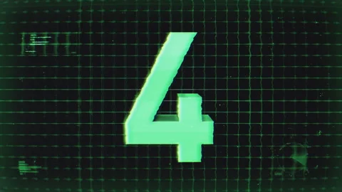 Countdown Digital Hologram Screen Number 4 Stock Footage 293572275