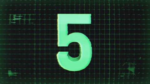Countdown Digital Hologram Screen Number 5 Stock Footage 293572688