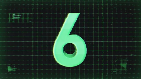 Countdown Digital Hologram Screen Number 6 Stock Footage 293572718