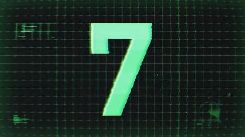 Countdown Digital Hologram Screen Number 7 Video stock 293572944