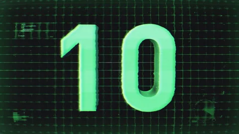 Countdown Digital Hologram Screen Number 10 Stock Footage 293574141