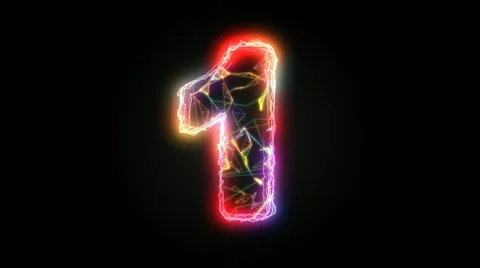 Countdown Digits Neon Glow Stock Footage 8766310