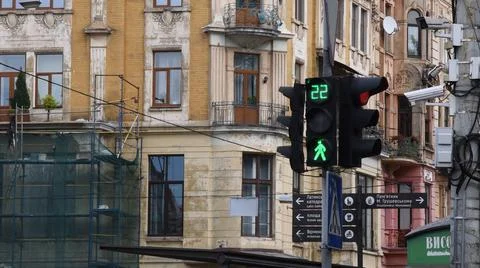 Countdown display of pedestrian traffic light Stock-Fotos