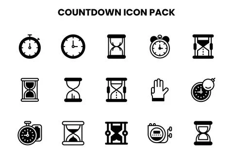 Countdown DuoTone Design Icons Pack Stock Illustration
