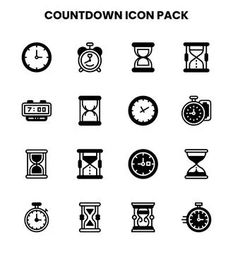 Countdown DuoTone Set Icons Pack Stock Illustration