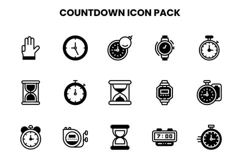 Countdown DuoTone SVG Icons Pack Stock Illustration