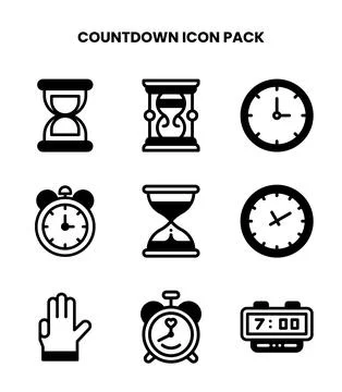 Countdown DuoTone UI Icons Pack Stock Illustration