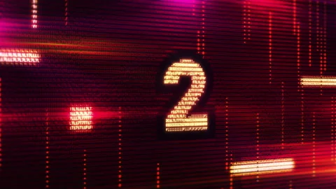Countdown emerging from data stream on computer screen Stock Footage 327788742