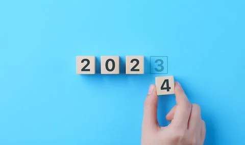 Countdown end of 2023, Start of 2024 Year. Schedule calendar strategy. Stock Photos