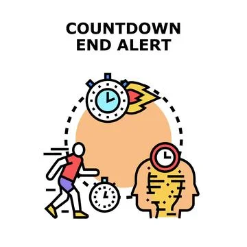 Countdown end alert concept with running person thinking about time Stock Illustration