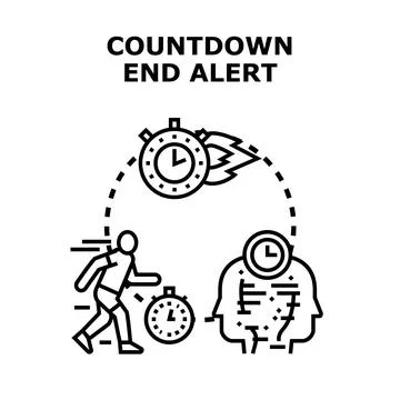 Countdown end alert concept with running person thinking about time Stock Illustration
