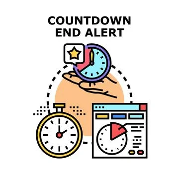 Countdown end alert with deadline notification Illustrazione stock