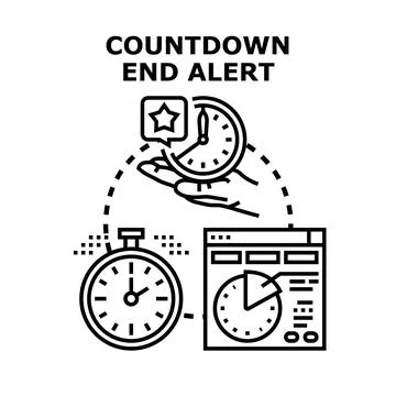Countdown end alert with deadline notification Stock Illustration
