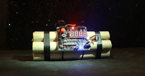 Countdown Explosive Tnt Bomb With Digital Timer 스톡 동영상 84126271