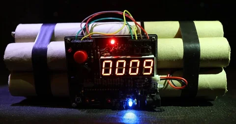 Countdown Explosive Tnt Bomb With Digital Timer Stock Footage 84126376