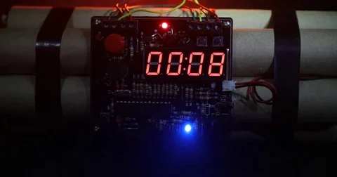 Countdown Explosive Tnt Bomb With Digital Timer 스톡 동영상 84127380