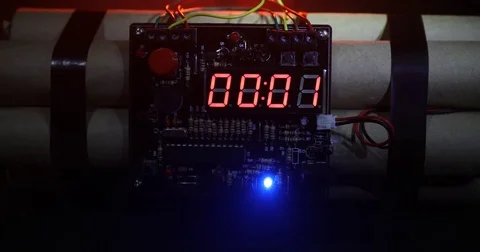 Countdown Explosive Tnt Bomb With Digital Timer 스톡 동영상 84129281