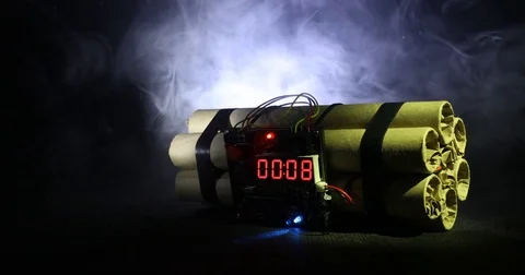 Countdown Explosive Tnt Bomb With Digital Timer 스톡 동영상 84129290