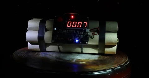 Countdown Explosive Tnt Bomb With Digital Timer 스톡 동영상 84129845