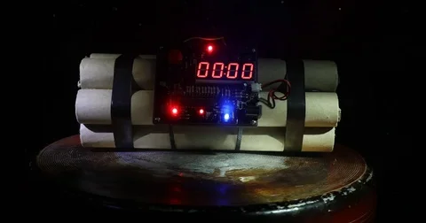 Countdown Explosive Tnt Bomb With Digital Timer 스톡 동영상 84129869