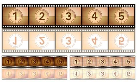 Countdown film with reflection Stock Illustration