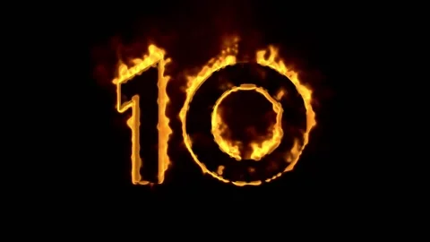 Countdown Fire Numeral Rotation Looped With Luma Matte Stock Footage 134071442