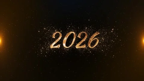 Countdown fireworks for happy new year 2026 Background Gold Text Animation 4k Stock Footage 320774356