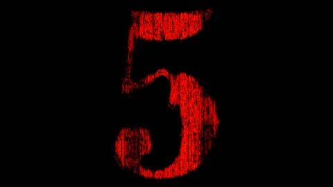 Countdown from Five to are One Red on a Black Background Stock Footage 136236098