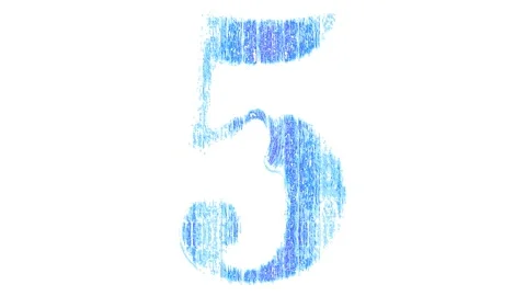 Countdown From Five To One Blue on a White Background Video stock 136236154