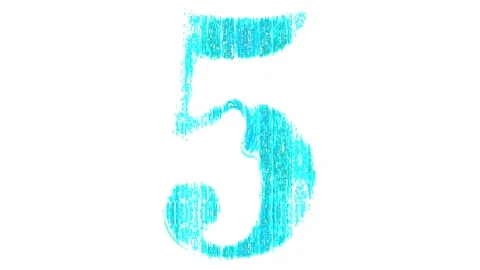 Countdown From Five To One Light Blue on a White Background Stock Footage 136236111