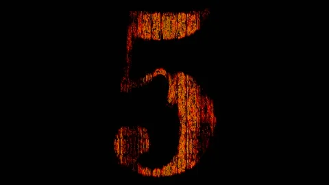 Countdown From Five To One Orange On A Black Background 库存影片 136236071
