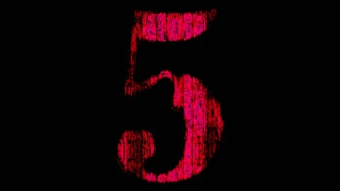 Countdown From Five To One Pink on a Black Background Video stock 136236077