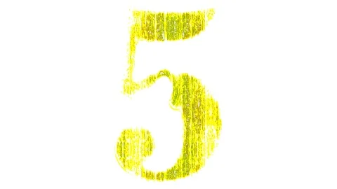 Countdown From Five To One Yellow on a White Background Stock Footage 136236122
