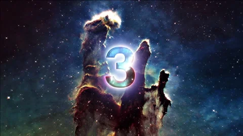 Countdown five to zero with the eagle nebula space galaxy Stock Footage 237616156
