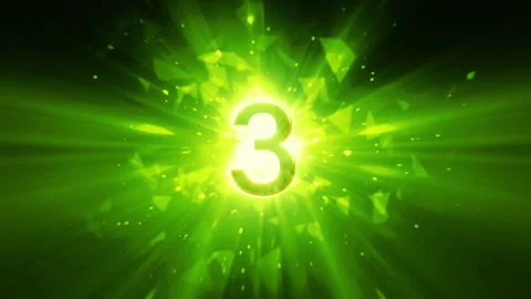 Countdown five to zero with green burst effeft Video stock 239653785