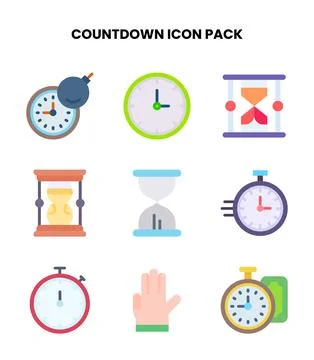 Countdown Flat Graphics Icons Pack Stock Illustration