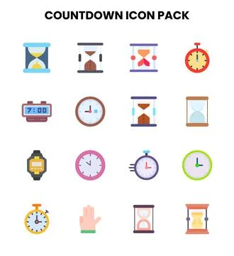 Countdown Flat Icons Pack Illustrazione stock