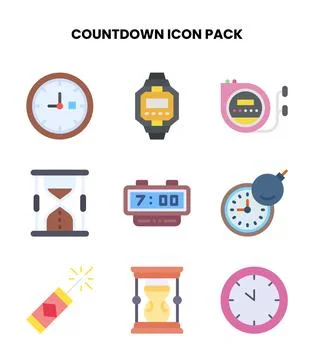 Countdown Flat Icons Pack Stock Illustration